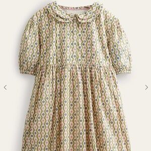 Mini Boden Printed Tea Dress Vanilla Pod Daisy Wave Girls Size 7-8 128cm